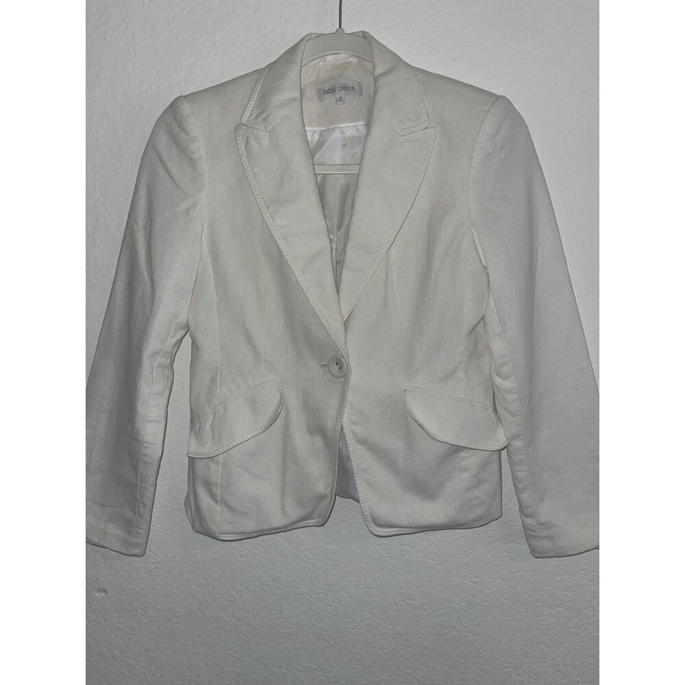 Marks & Spencer PETITE Cotton Rich Blazer 8 Petite Navy One-Button Stretch Lined